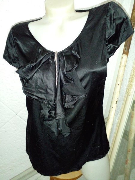 Women Hallhuber Shirt Black Silk 40 / L / 48
