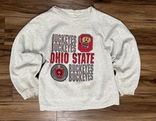 Vintage 80s Ohio State University Buckeyes Gray Crewneck Sweatshirt Sz L Brutus