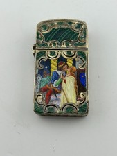 Vintage 800 Silver Enamel Romeo & Juliet Zippo Lighter Case Rare European
