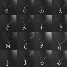 Trendy Stainless Steel A-Z Alphabet Pendant Chain Necklace For Women