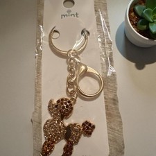 Mint Poodle Keychain with Rhinestones Cute Bag Charm