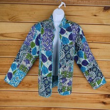 Alfred Dunner Open Front Blazer Jacket Womens Sz 14 Multicolor Floral Polyester