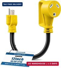DEWENWILS 15 Amp to 30 amp RV Adapter Cord 12 Inch, NEMA 5-15P Male to TT-30R Fe