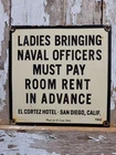 VINTAGE SAILOR PORCELAIN SIGN OLD HOTEL LADIES NAVY GENTLEMANS BAR SAN DIEGO CA