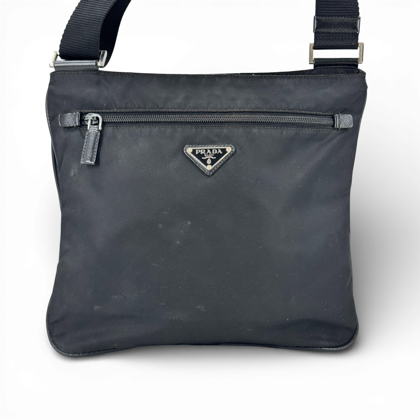 Auth PRADA Milano Tessuto Black Nylon Ladies Shoulder Bag KA301