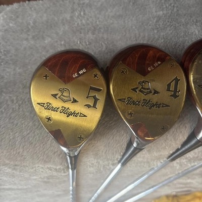 Vintage Collectors First Flight Golf Clubs Golden Eagle RH Lam. Maple  1,3,4,5