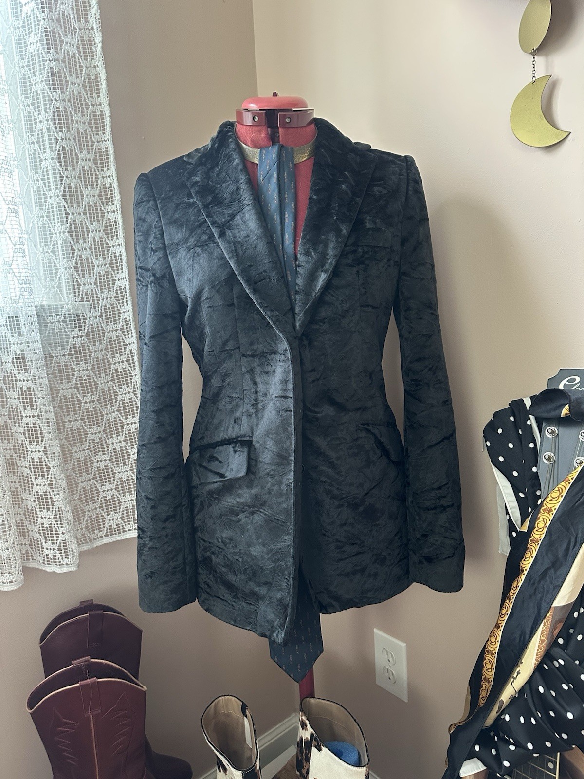 Ralph Lauren Sport Women's M Black Button Blazer Jacket Lined Pockets Mid-Length