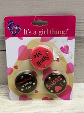 Vintage Club Libby Lu 3 Pack of Buttons/Lapel Pins Brand New in Sealed Pack