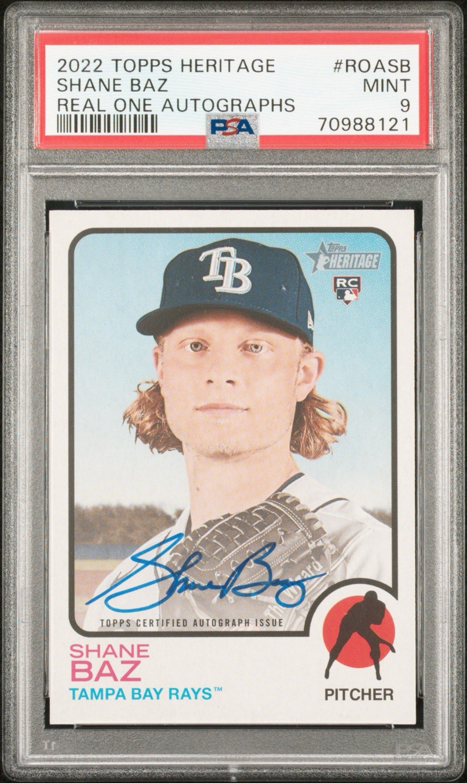 Shane Baz 2022 Topps Heritage Real One Autographs PSA 9 #ROA-SB