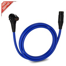 Professional 6ft XLR Female to Male Right Angle Mic Cord - Noise Reducing Design