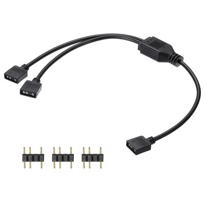 ARGB Splitter Cable, 5V 12'' 3 Pin 1 to 2 Female to Female, Black