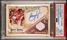 BRYCE HARPER Signed 2017 Topps Gypsy Queen Auto Relic /50 PSA 9 Card PSA 10 Auto