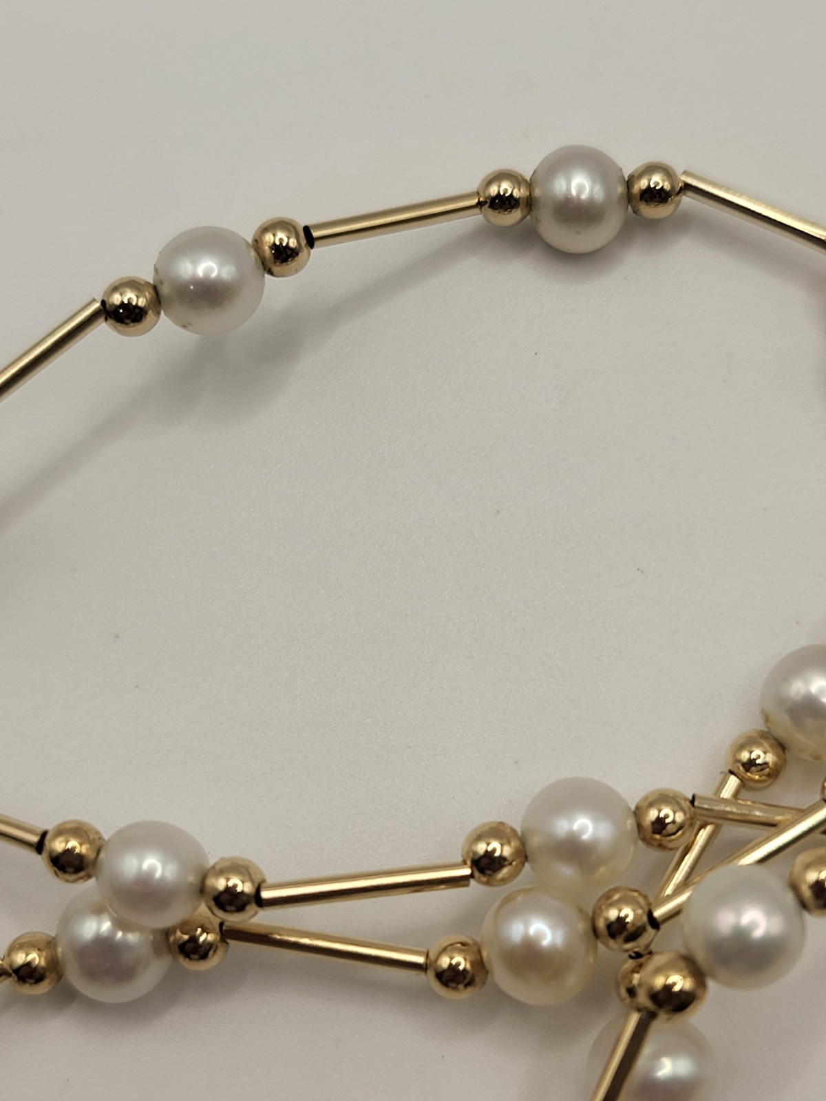 2 Pc Solid 14K Yellow Gold Authentic Floating Pea… - image 11