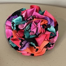 Made in France Rosette Barrette Fabric Round Pink Purple Vintage 80s 90s