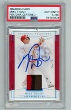 2019 National Treasures Mike Trout Game Used Patch True 1/1 On Card IP Auto PSA