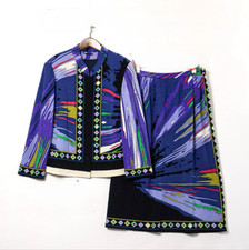 Emilio Pucci, jacket and skirt set, all-over print, Multicolor, Long Sleeve