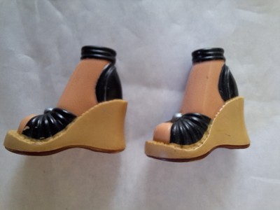 2002 Spring Break My Scene Barbie Paar schwarze Keilsandalen 