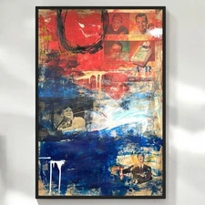 Original Mixed Media Abstract Modern Art Painting 24x36 "Benefice" Signed