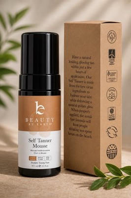 Beauty by Earth Self Tanner Mousse Foam, Vegan Streak-Free, Brown, 3.3 fl oz