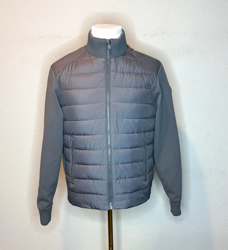 Save The Duck Men's Quilted Full Zip Hybrid Knit Jacket Gray Stand-Up Sz M - product listing photo