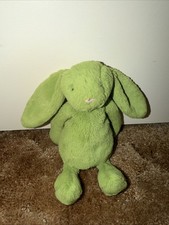 Jellycat  Bashful Apple Bunny Retired Rabbit White Tail 8” Green Plush