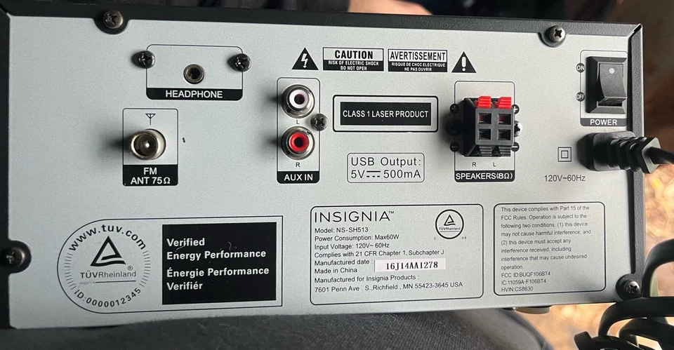 INSIGNIA NS-SH513 AUX, USB, Radio, Bluetooth, CD Player, Amplifier Only - Image 4 of 4