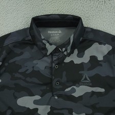 Reebok Polo Shirt Mens Small Gray Camo Lightweight Performance Stretch Top
