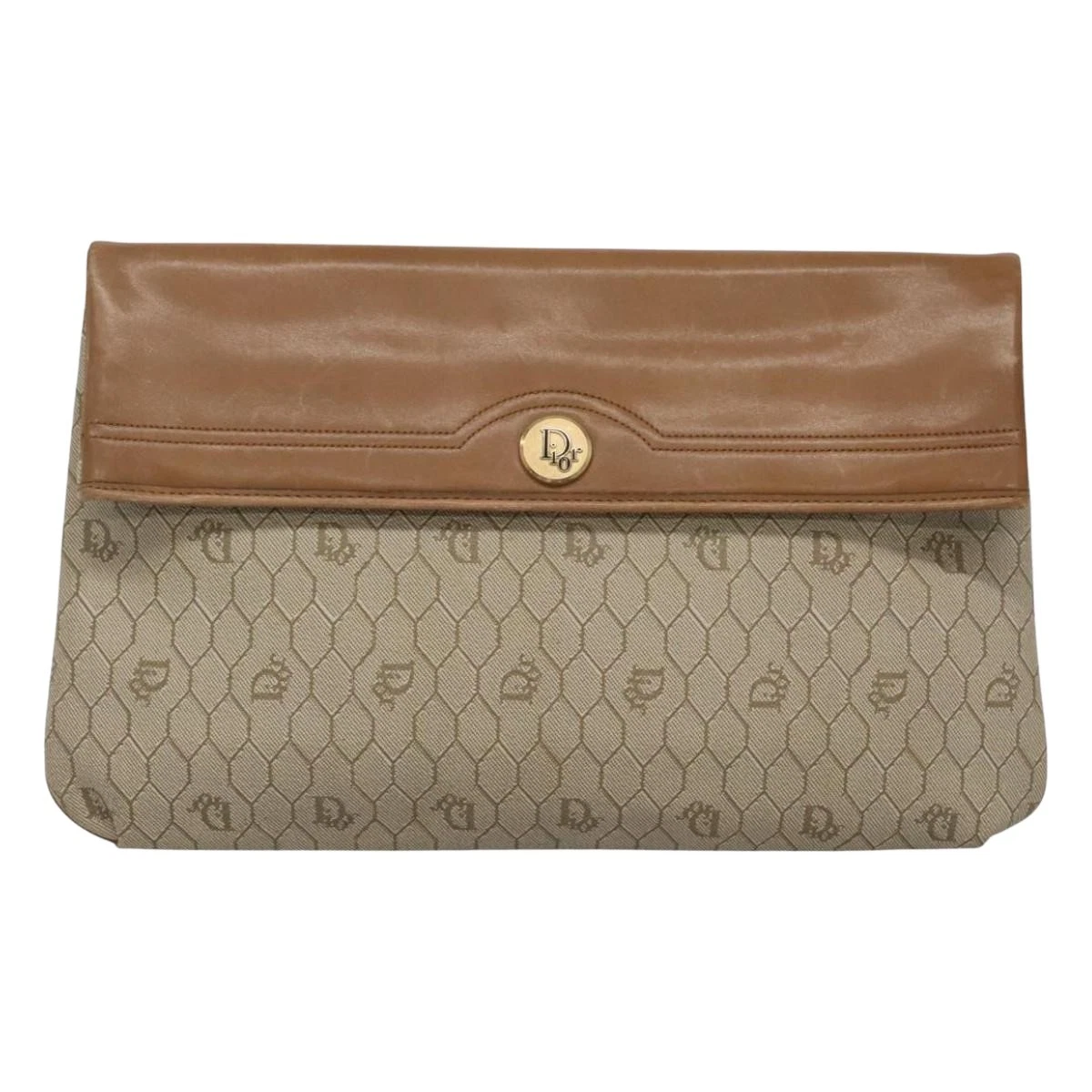 Sac pochette toile beige nid d'abeille Dior authentique