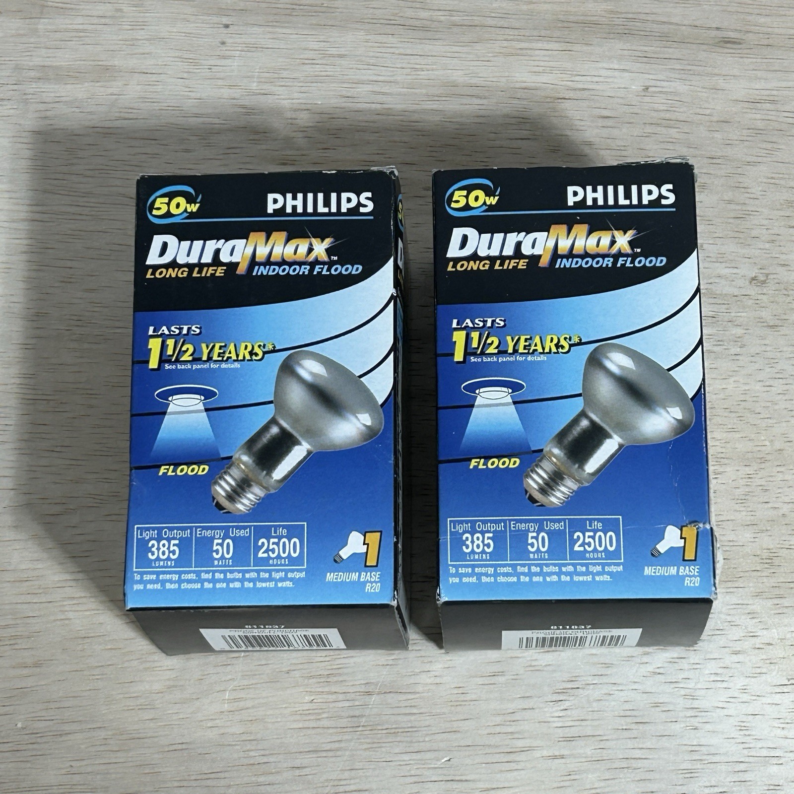 2 Phillips Duramax Indoor Flood Light 50 W 50R20/LL Flood Li