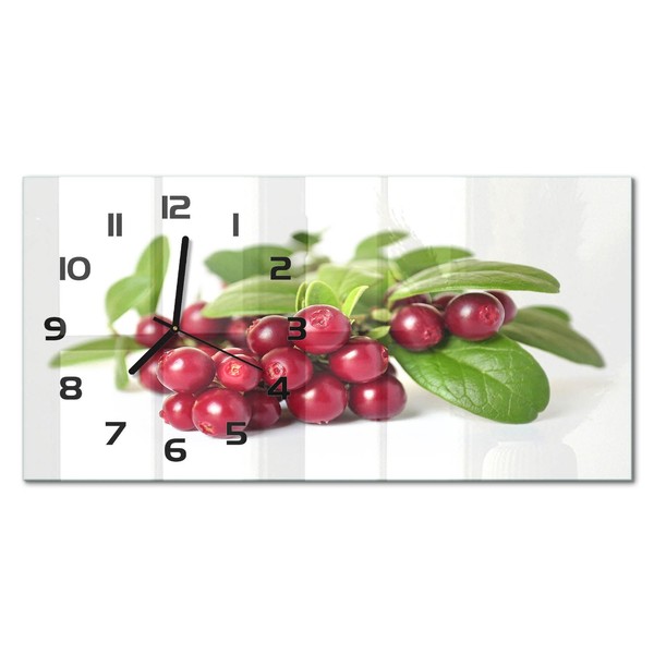 Glasuhr Aus GehäRtetem Glas Glas-Wanduhr Preiselbeere Schwarze Zeiger 60X30 Cm-image