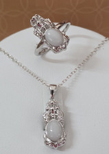 Natural Jade Pixiu Ring  Pendant in Rhodium Over Sterling Silver, 3.30ctw Sz 9