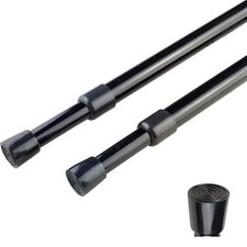 AIJIEGUANG 2pcs Spring Tension Curtain Rod  28-43 Inches Adjustable 43, BLACK