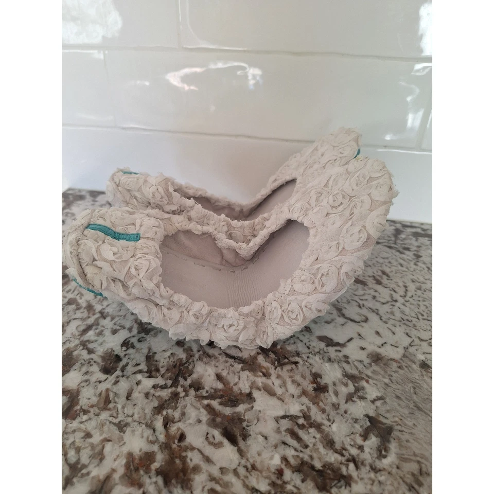 Corbatas Gavrieli Viaje Plegable Blanco Flor Rosas Ballet Planas Talla 8 Foto 3 de 4