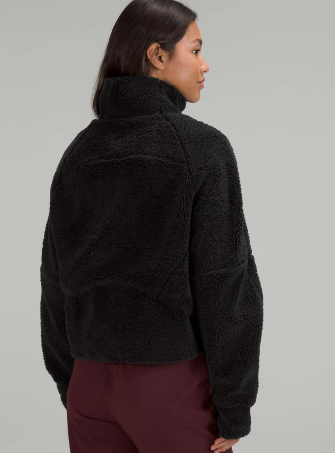 Lululemon Athletica Scuba Oversized Cropped Fleece Funnel Neck Black Sz M/L