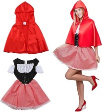 Rotkäppchen Kostüm Damen Kleid mit rotem Umhang Karnevalskostüm Fasching