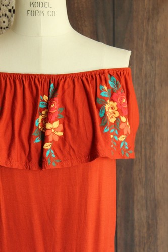 Atmosphere Damen Top, Größe 4, dunkelorange bestickt mexikanischer Bauernstil - Bild 3 von 11