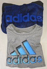 Lot of 2 Adidas Boys Hoodie Sz L Fleece Lined Blue Black and Shirt Gray Blue L