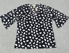 Blusa MICHAEL Michael Kors Mujer Grande Negra Corazón Cuello en V Manga Abertura Nueva con Etiquetas