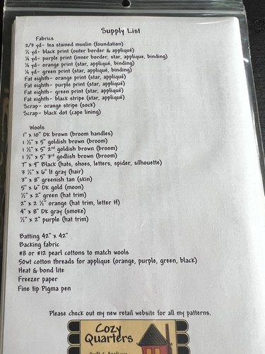 Cozy Quarters Witch’s Dance Pattern & Fabric  - Picture 6 of 6