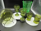 Vintage Lot Of Green Depression Glass Including Uranium Glass Ice Bucket