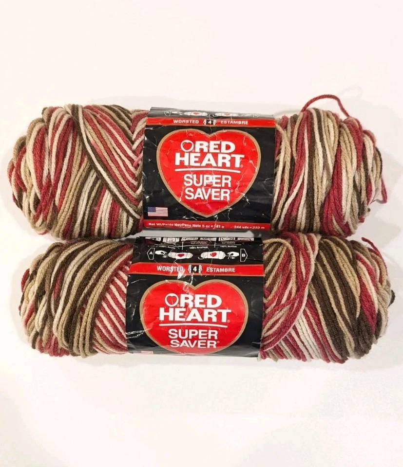 Red Heart Super Saver Acrylgarn CHERRY CHIP 0966 Menge 2 Teilknäuel 8 Oz