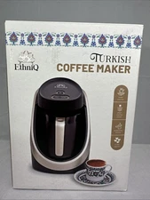 ETHNIQ Tulip Turkish Coffee Maker 4 Cup Brewing Capacity Black Silver
