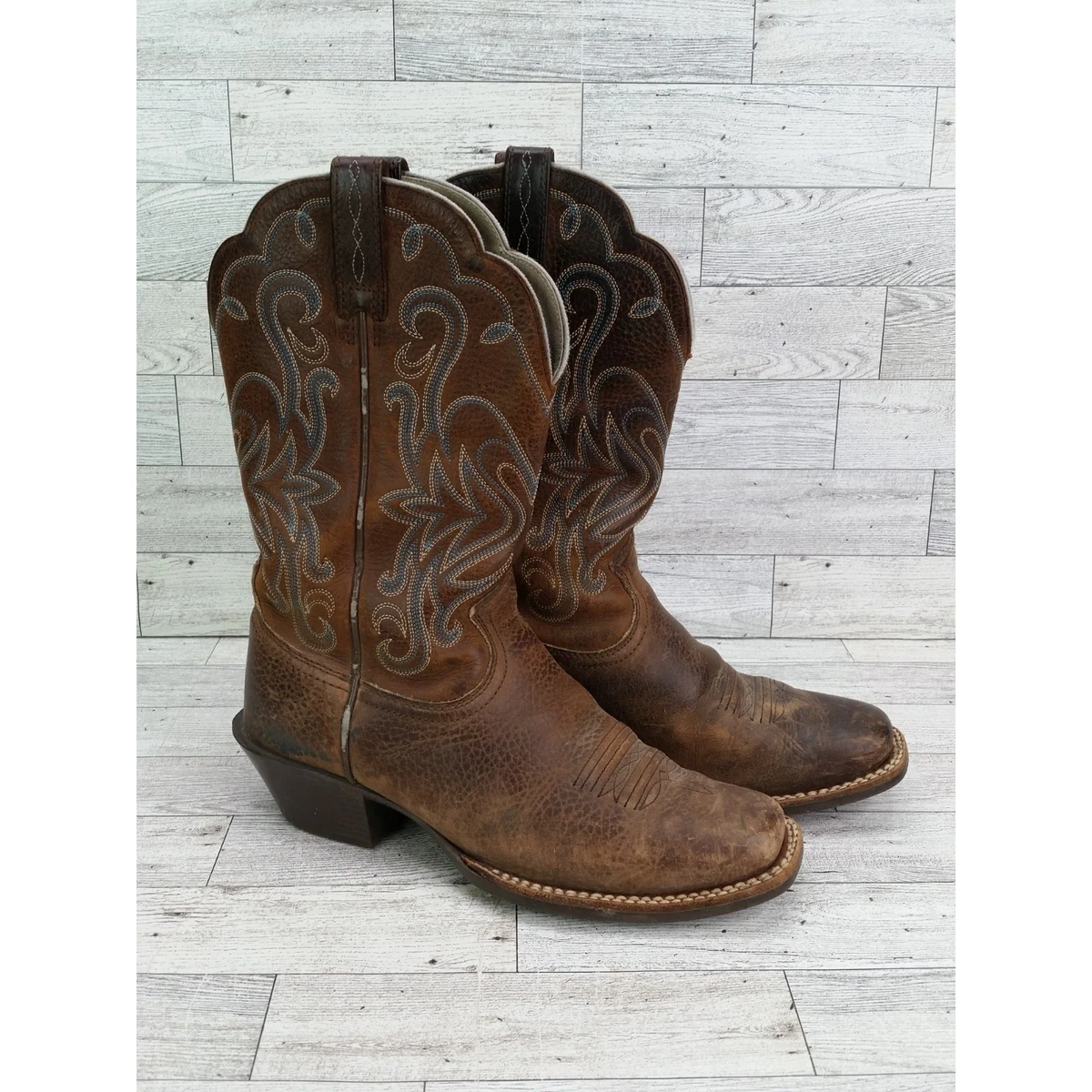 Mens Ariat Legend Phoenix Square Toe Leather Boots Size 8.5EE ARIAT Brown Leather Square Toe Phoenix Boots | Mercari main image 2