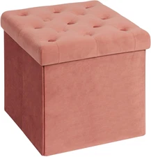 Storage Ottoman Cube, Velvet Tufted Folding Ottomans with Lid, Footstool Rest Pa