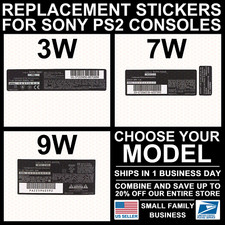 PS2 Console/Model Back Sticker Replacement for Sony PlayStation 2 3W/7W/9W