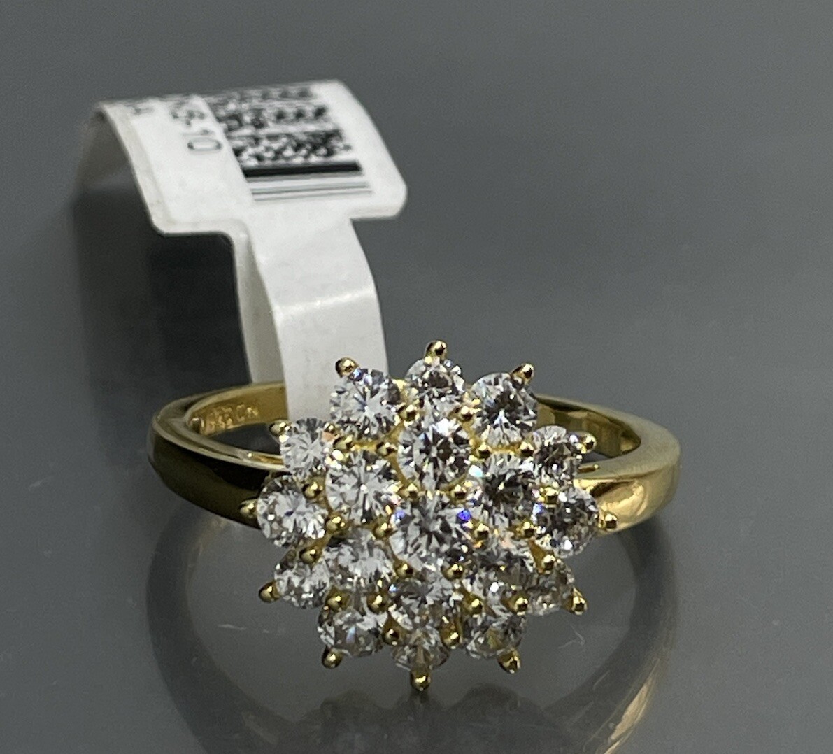 FZN CN Womens Size 10 Ring Sterling Silver 925 Gold Plated Crystal