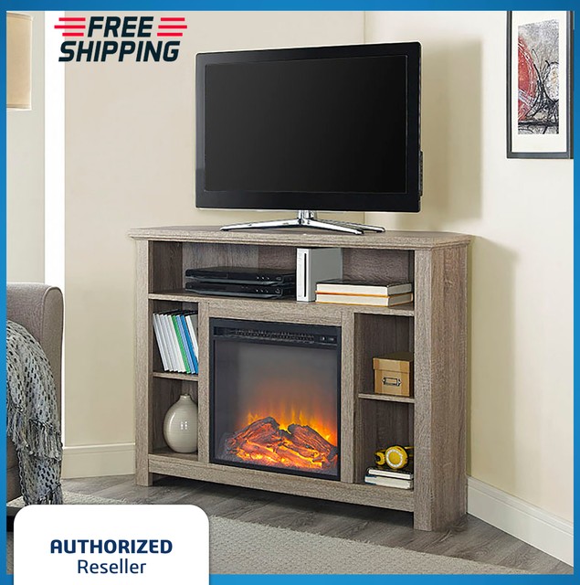 Fireplace Tv Stand Console Electric Heater Dvd Door Storage Center