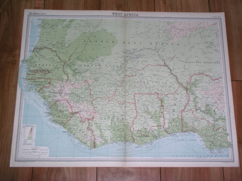 1922 VINTAGE MAP OF WEST AFRICA SENEGAL GAMBIA SIERRA LEONE GHANA TOGO TIMBUKTU