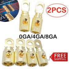 2PC Car Wire Coupler Terminal Butt Connector 0 4 8 Gauge Joiner Screw Ring Gold