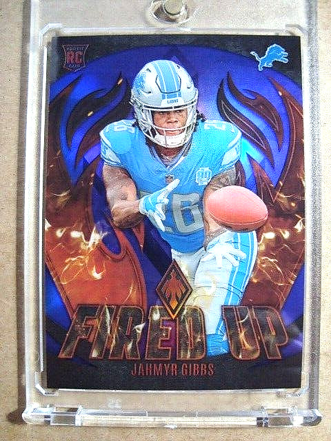 2023 Jahmyr Gibbs Panini Phoenix Rookie Fired Up Purple RC /99 MINT 🔥🔥🔥